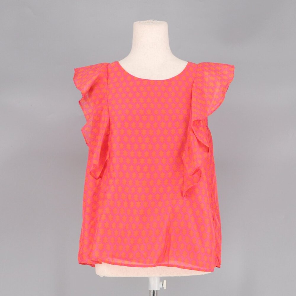 J.MARIE Maeve Ruffle Top Orange & Pink Size S
